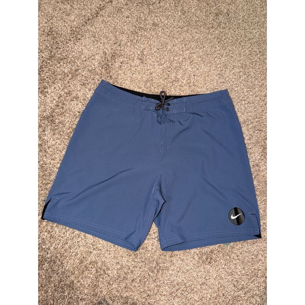 Nike Mens Blue Board Shorts Swim Trunks Size 34 Lace Up Back Pocket Athletic